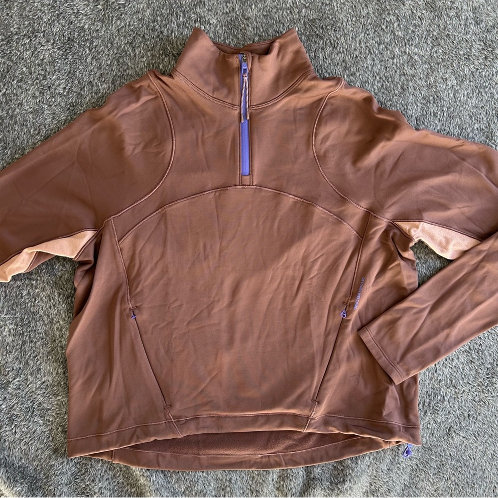 lululemon athletica Mauve Brown Pullover Half-Zip Hoodie with Purple Accents - Picture 7 of 12